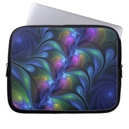 Kleurrijk Abstract blauw roze groen fractal Laptop Sleeve