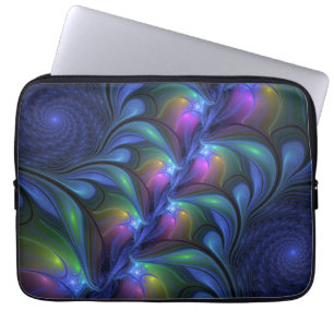 Kleurrijk Abstract blauw roze groen fractal Laptop Sleeve
