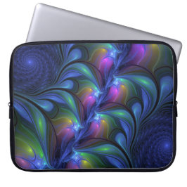 Kleurrijk Abstract blauw roze groen fractal Laptop Sleeve