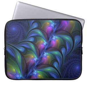 Kleurrijk Abstract blauw roze groen fractal Laptop Sleeve