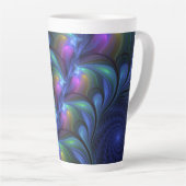 Kleurrijk Abstract blauw roze groen fractal Latte Mok (Rechterhoek)