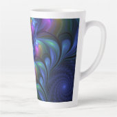 Kleurrijk Abstract blauw roze groen fractal Latte Mok (Rechts)