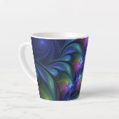 Kleurrijk Abstract blauw roze groen fractal Latte Mok (Linkerhoek)