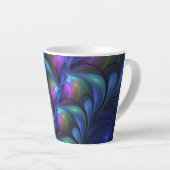Kleurrijk Abstract blauw roze groen fractal Latte Mok (Rechterhoek)