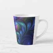 Kleurrijk Abstract blauw roze groen fractal Latte Mok (Rechts)