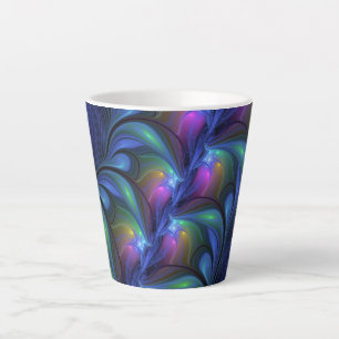 Kleurrijk Abstract blauw roze groen fractal Latte Mok