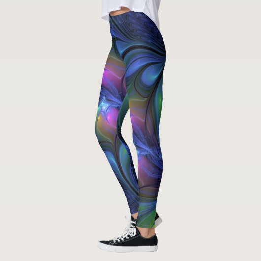 Kleurrijk Abstract blauw roze groen fractal Leggings (Links)