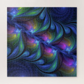 Kleurrijk Abstract blauw roze groen fractal Legpuzzel (Horizontaal)