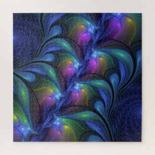 Kleurrijk Abstract blauw roze groen fractal Legpuzzel