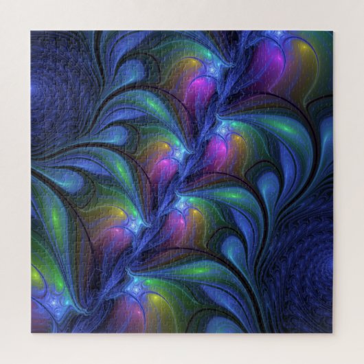 Kleurrijk Abstract blauw roze groen fractal Legpuzzel (Verticaal)