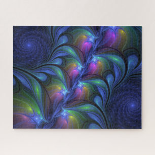 Kleurrijk Abstract blauw roze groen fractal Legpuzzel