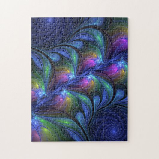 Kleurrijk Abstract blauw roze groen fractal Legpuzzel (Verticaal)