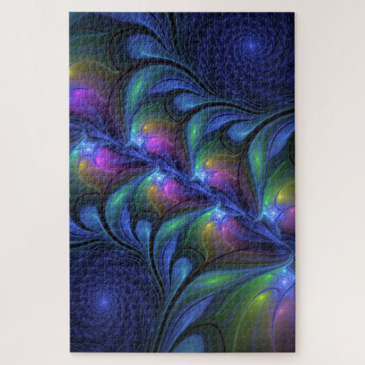 Kleurrijk Abstract blauw roze groen fractal Legpuzzel (Verticaal)