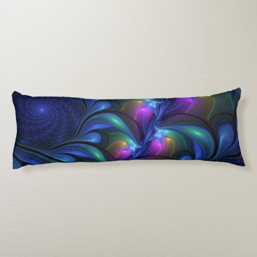 Kleurrijk Abstract blauw roze groen fractal Lichaamskussen (Achterkant)