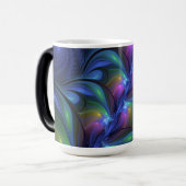 Kleurrijk Abstract blauw roze groen fractal Magische Mok (Voorkant links)