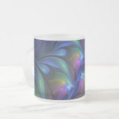Kleurrijk Abstract blauw roze groen fractal Matglas Koffiemok (Voorkant links)