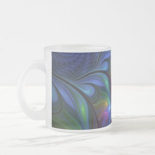 Kleurrijk Abstract blauw roze groen fractal Matglas Koffiemok (Links)