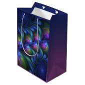Kleurrijk Abstract blauw roze groen fractal Medium Cadeauzakje (Achterkant Gekanteld)