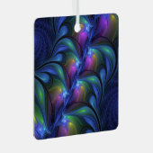 Kleurrijk Abstract blauw roze groen fractal Metalen Ornament (Voorkant Rechts)