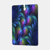 Kleurrijk Abstract blauw roze groen fractal Metalen Ornament (Voorkant links)