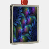 Kleurrijk Abstract blauw roze groen fractal Metalen Ornament (Rechts)