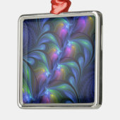 Kleurrijk Abstract blauw roze groen fractal Metalen Ornament (Links)