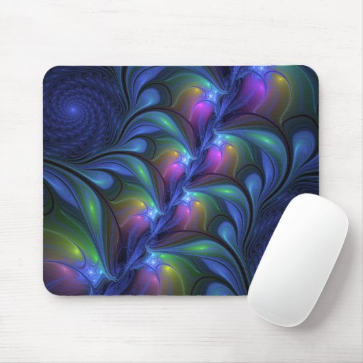 Kleurrijk Abstract blauw roze groen fractal Muismat (Met muis)