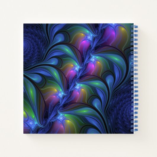 Kleurrijk Abstract blauw roze groen fractal Notitieboek (Achterkant)