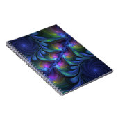 Kleurrijk Abstract blauw roze groen fractal Notitieboek (Rechterzijde)