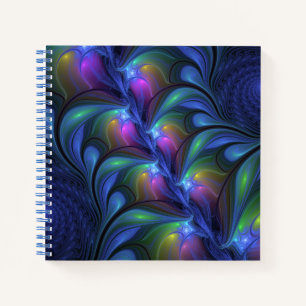 Kleurrijk Abstract blauw roze groen fractal Notitieboek