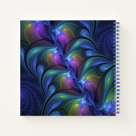 Kleurrijk Abstract blauw roze groen fractal Notitieboek (Achterkant)