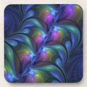 Kleurrijk Abstract blauw roze groen fractal Onderzetter (Voorkant)