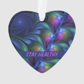 Kleurrijk Abstract blauw roze groen fractal Ornament (achterkant)