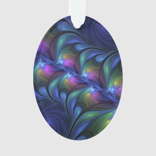 Kleurrijk Abstract blauw roze groen fractal Ornament (voorkant)