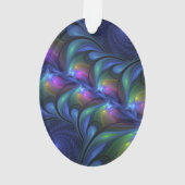 Kleurrijk Abstract blauw roze groen fractal Ornament (achterkant)