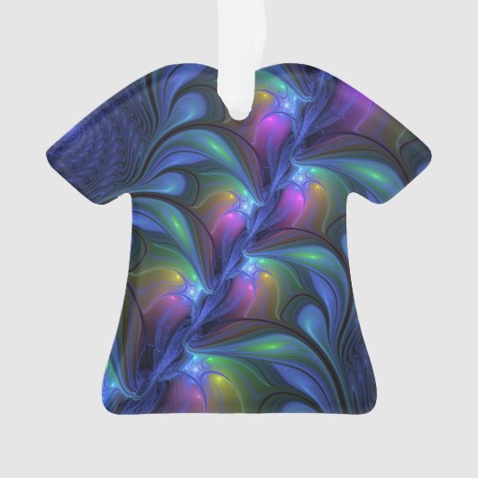 Kleurrijk Abstract blauw roze groen fractal Ornament (voorkant)