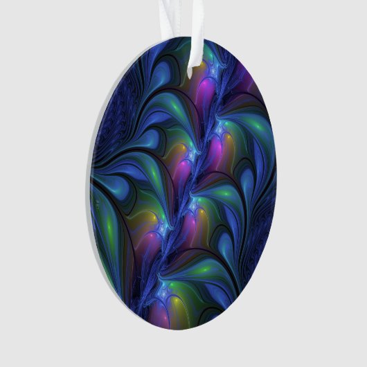 Kleurrijk Abstract blauw roze groen fractal Ornament (voorkant)