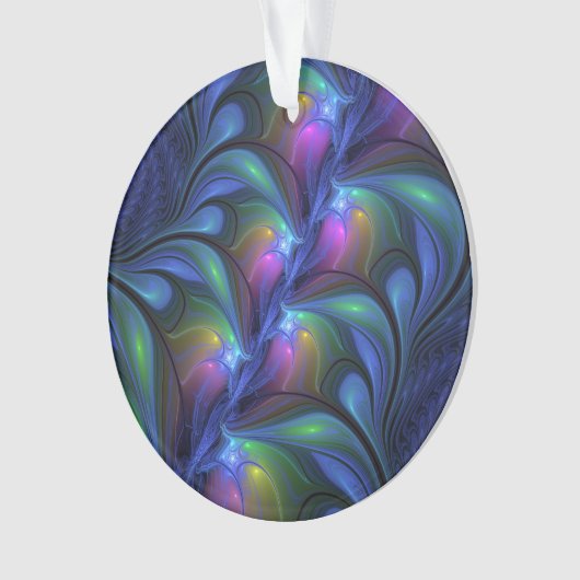 Kleurrijk Abstract blauw roze groen fractal Ornament (voorkant)