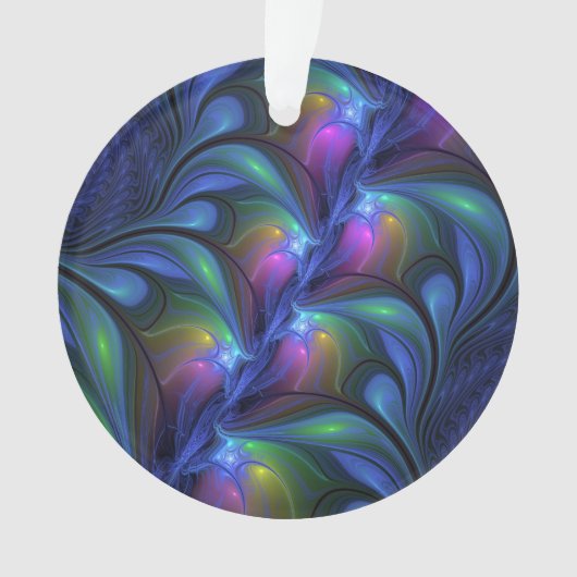Kleurrijk Abstract blauw roze groen fractal Ornament (voorkant)