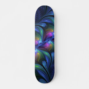 Kleurrijk Abstract blauw roze groen fractal Persoonlijk Skateboard