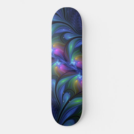 Kleurrijk Abstract blauw roze groen fractal Persoonlijk Skateboard (Voorkant)