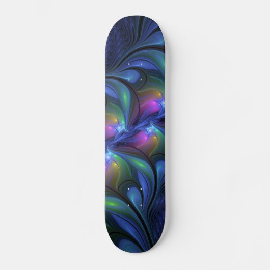 Kleurrijk Abstract blauw roze groen fractal Persoonlijk Skateboard (Voorkant)