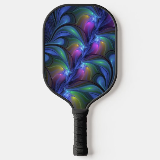 Kleurrijk Abstract blauw roze groen fractal Pickleball Paddle (Voorkant)