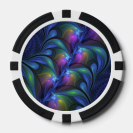 Kleurrijk Abstract blauw roze groen fractal Poker Chips