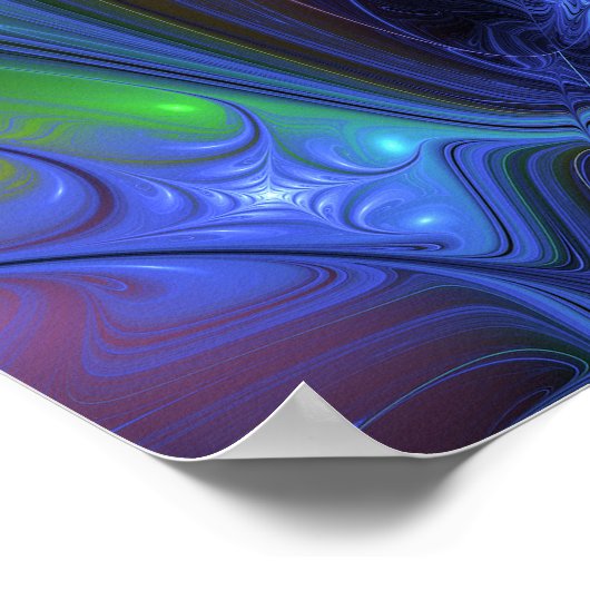 Kleurrijk Abstract blauw roze groen fractal Poster (Hoek)