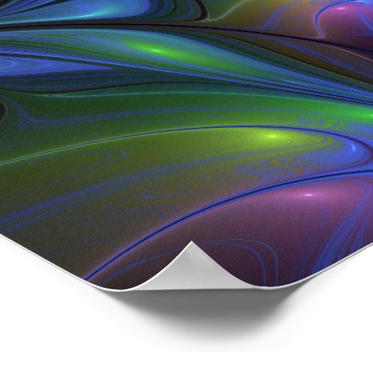 Kleurrijk Abstract blauw roze groen fractal Poster (Hoek)