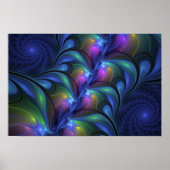 Kleurrijk Abstract blauw roze groen fractal Poster (Voorkant)