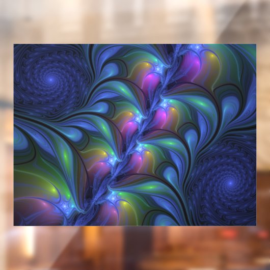Kleurrijk Abstract blauw roze groen fractal Raamsticker (Vel 2)