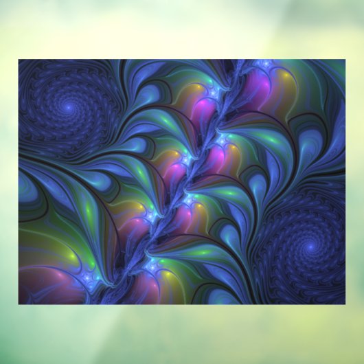 Kleurrijk Abstract blauw roze groen fractal Raamsticker (Vel 3)
