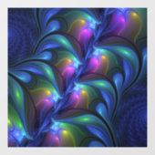 Kleurrijk Abstract blauw roze groen fractal Raamsticker (Vel)